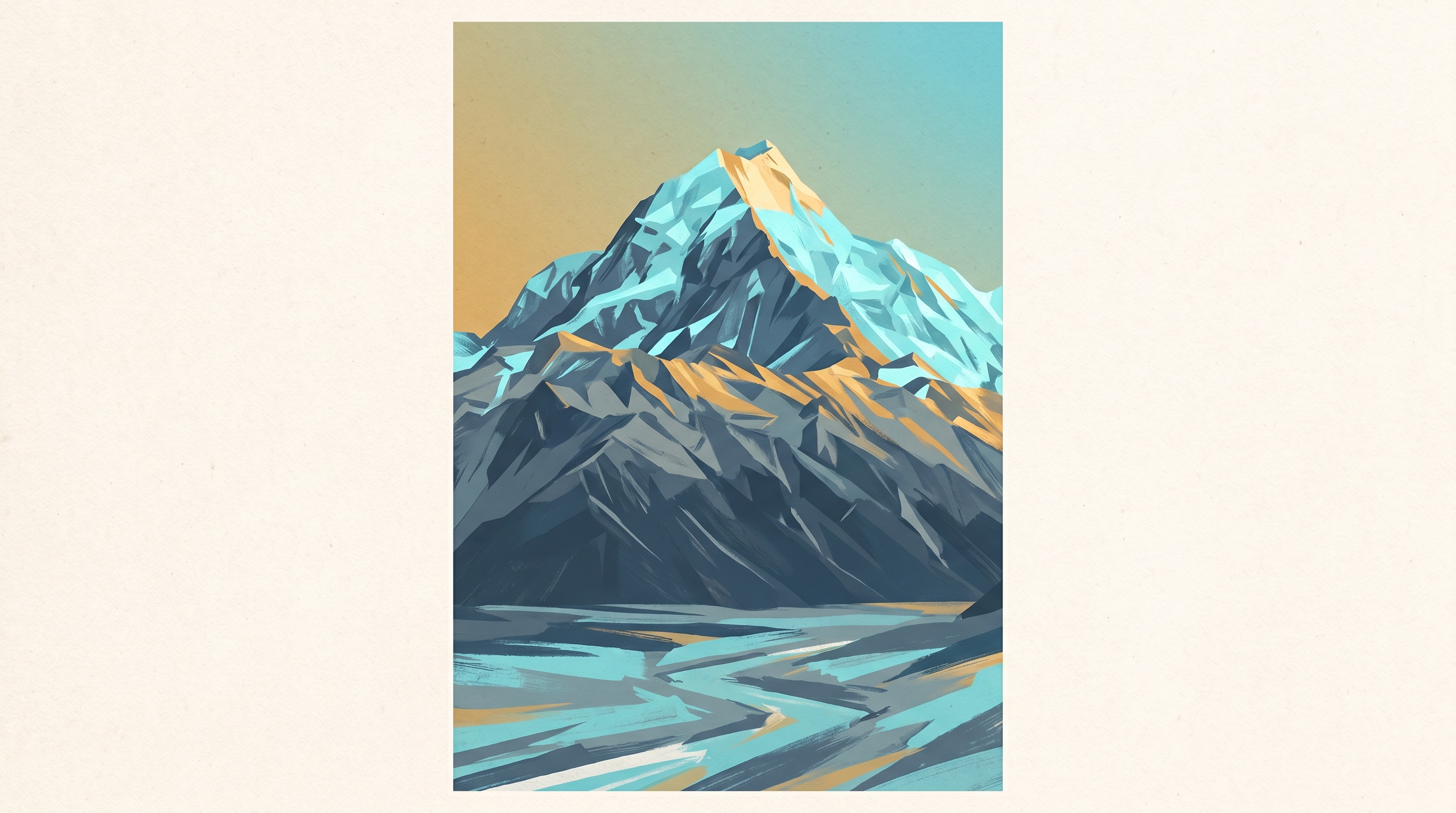 Climber silhouetted on a snowy mountain ridge against blue sky