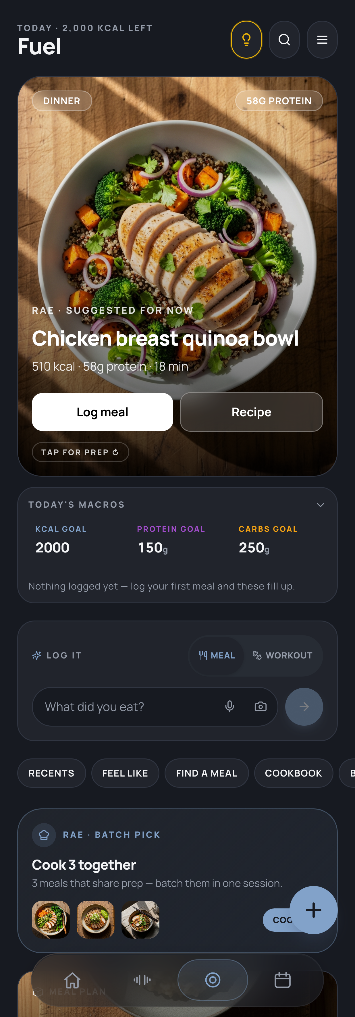 Meals that hit your macros — Ascend app screen